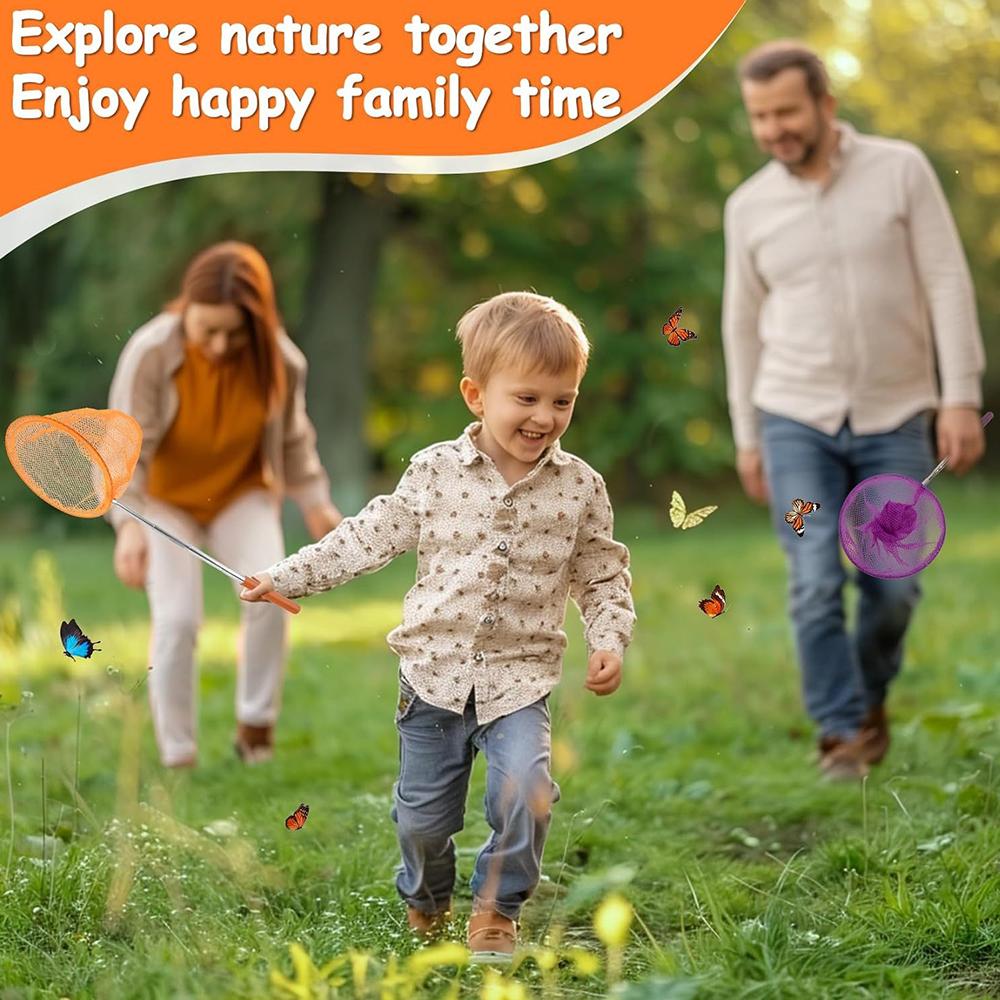 4 pcs Kids Telescopic Butterfly Fishing Nets for Catching Insect or Fish