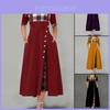 Casual Women Irregular Plaids Button Maxi Dress Half Sleeve Plus Dress Size