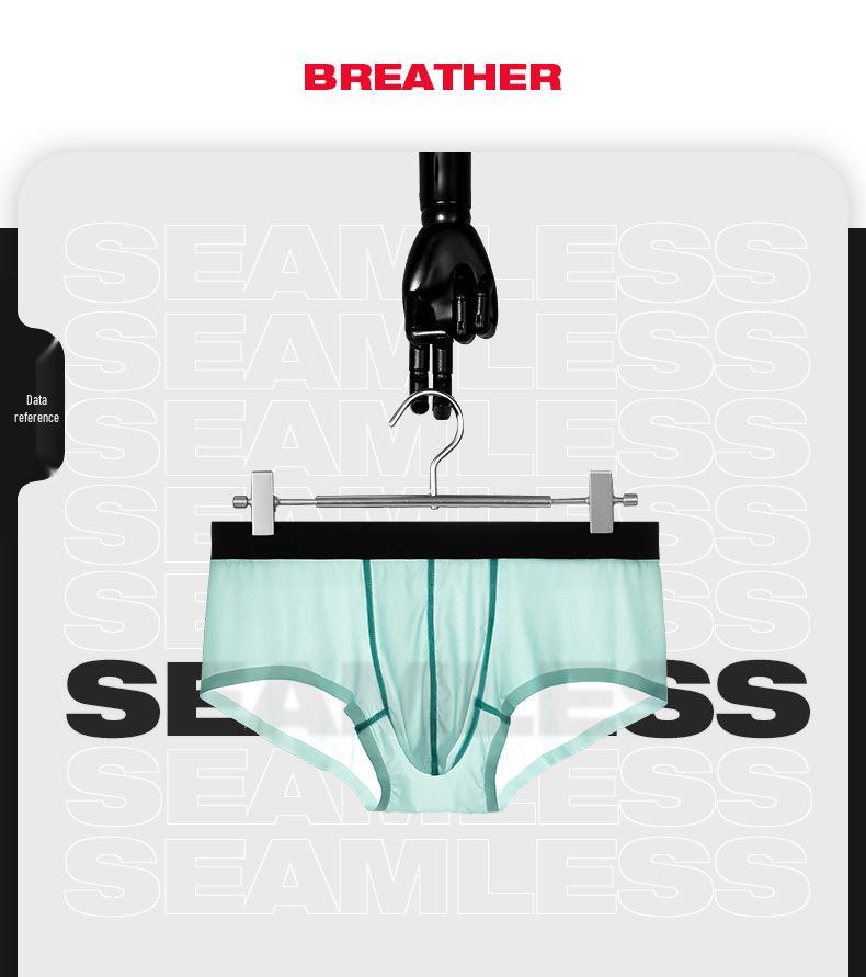 Men's Seamless Ice Silk Triangle Briefs - Breathable, Thin, Mid-Waist Sports Underwear for Summer