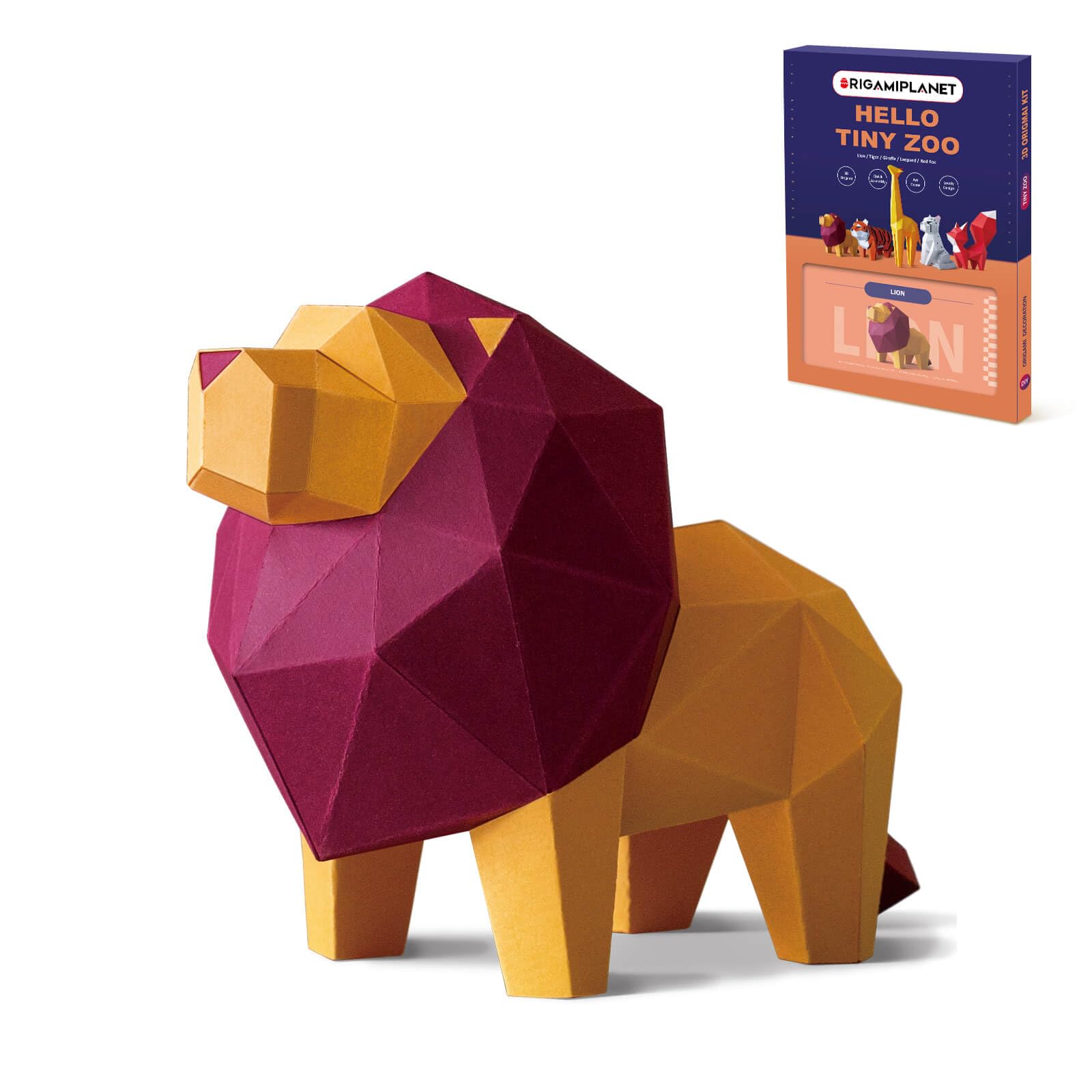 

ORIGAMIPLANET Lion Origami Paper Craft 3D Paper Sculpture for Home Creative Handmade Paper Unique DIY Animal Model Paper Craft Gift for Teens Adults