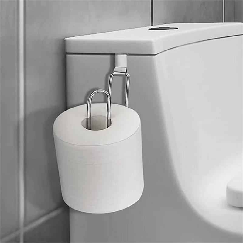 1pc Wall Mount Toilet Paper Holder,No Punching,Tissue Towel Roll Dispenser for Bathroom,Kitchen Towel Rack,Easy Hooks