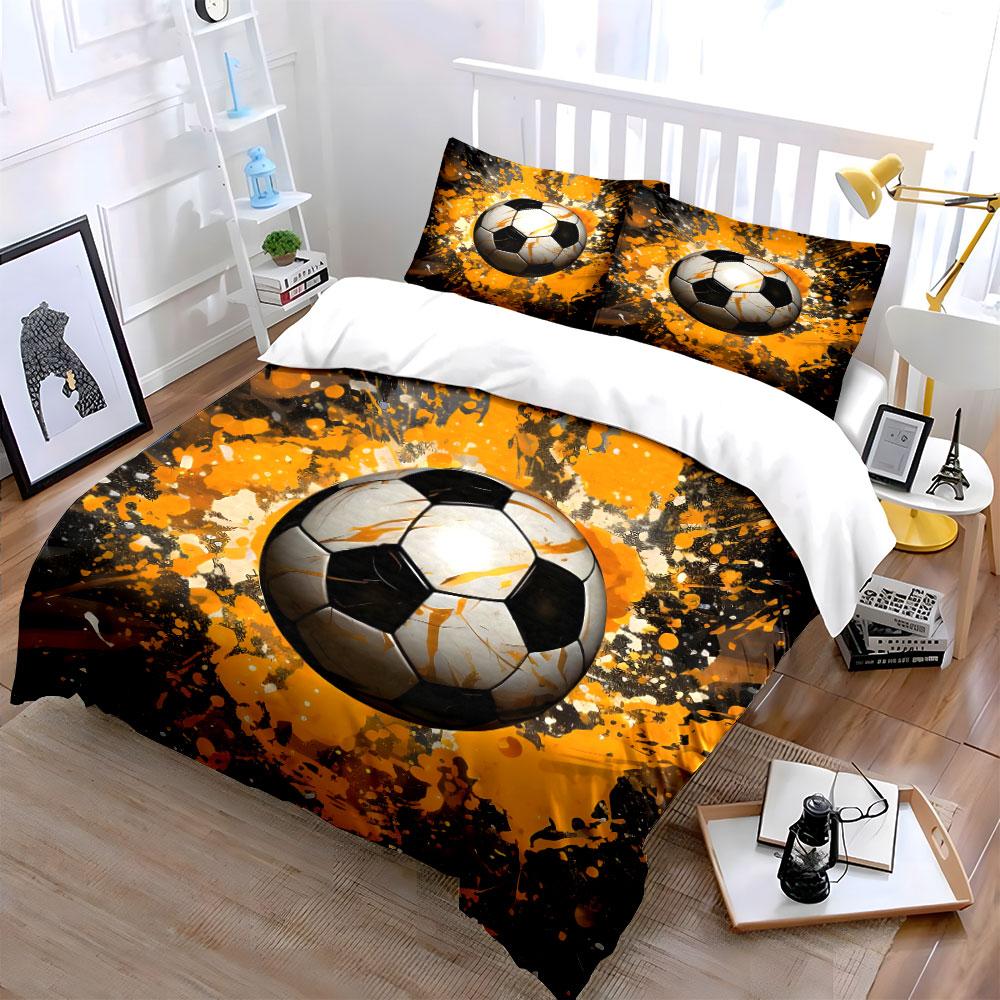 Soccer-Themed Sports Gear Set Multiple Sizes Kid'S And Adults' Bedroom Exquisite 3Pc Bedding Set, Gift