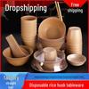 Eco-Friendly Rice Husk Tableware Set: Includes Thickened Bowl, Plate, Chopsticks, Spoon, and Cup for Banquet, Home, or Outdoor Use.