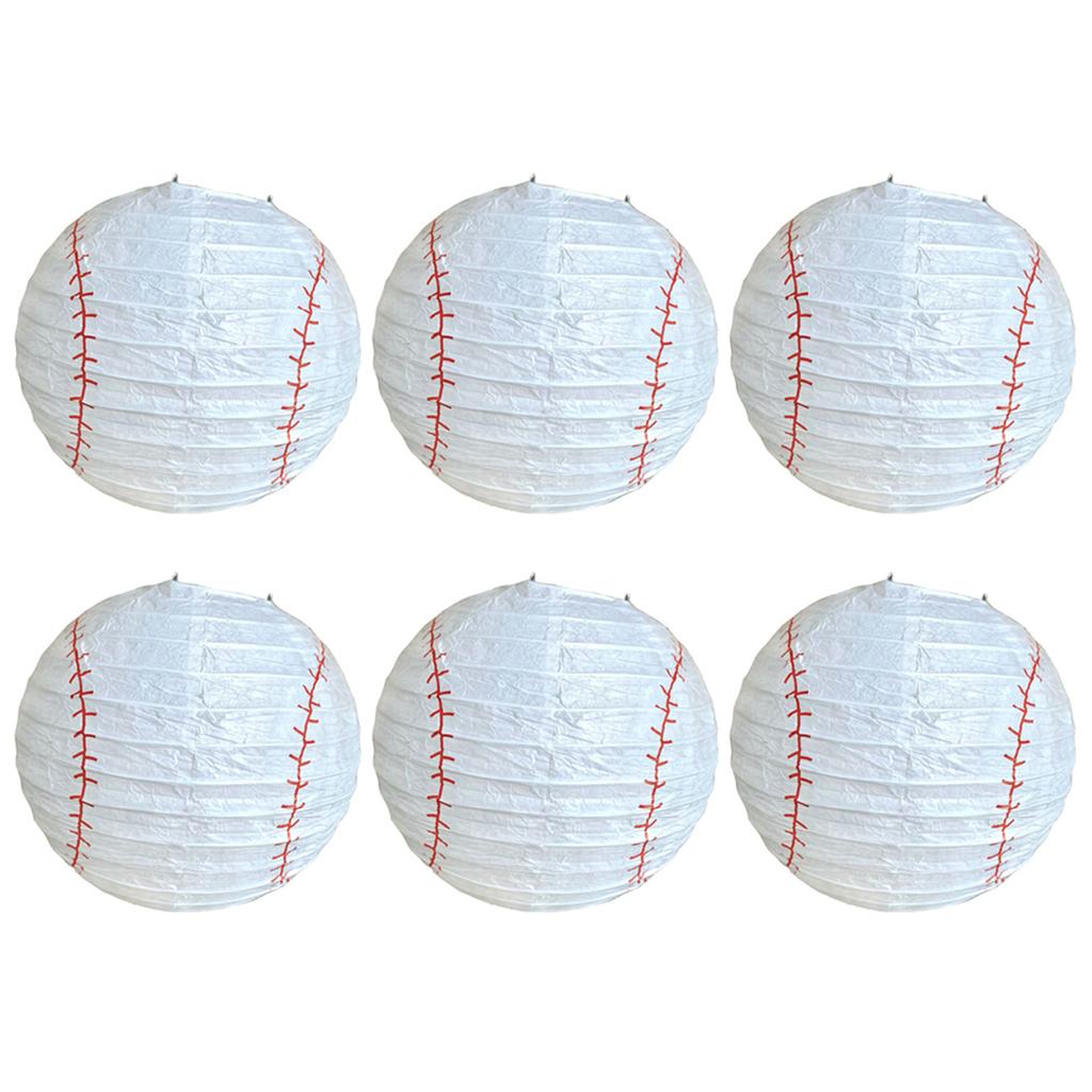 6 szt. Papierowe Lampiony Piłkarskie Baseballowe Sportowe Dekoracja Wisząca na Imprezę Urodzinową o Motywie Sportowym i Dekoracje Stołu