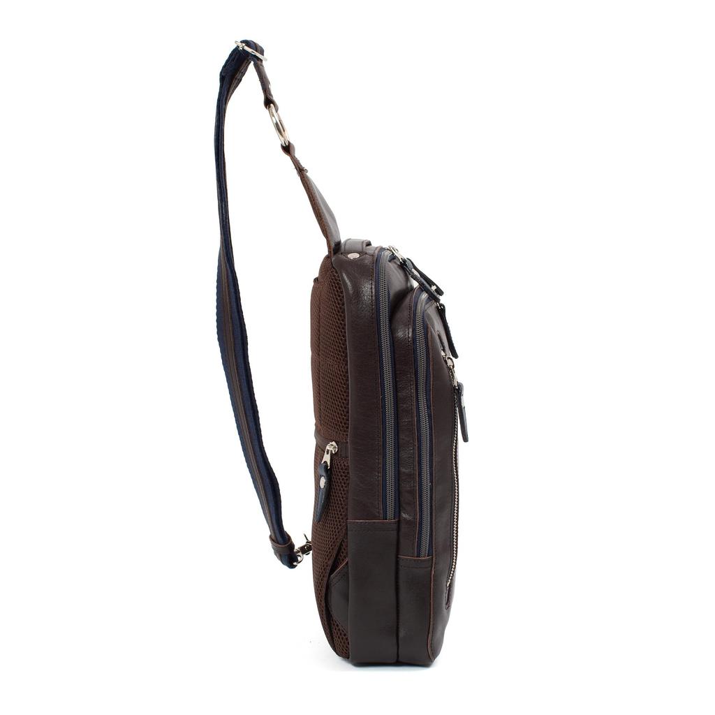 Doubles 2-Way BackpackBody Bag, Genuine Leather, A4 Size, JPU-7464 (Dark Brown)