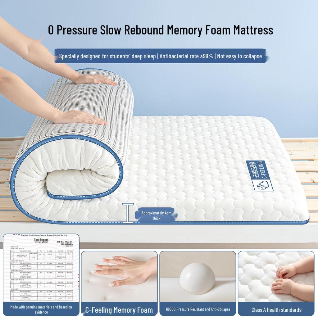 Soft Memory Foam Mattress Topper for Students - Single 90x190, Ideal for Dorms & Boarding