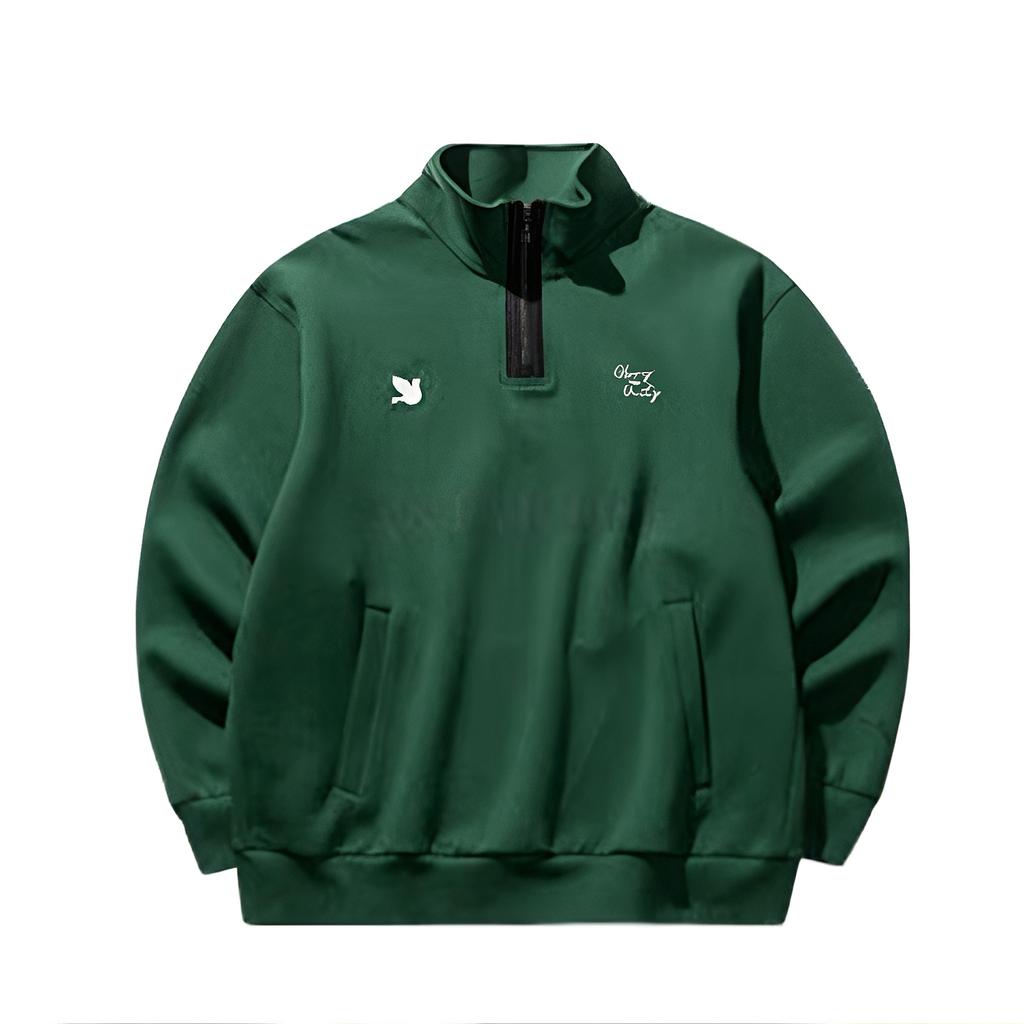 Anta Lifestyle Series Stand Collar Loose Versatile Pullover Casual Sports Sweatshirt Unisex sweatshirt Warm-Jade-Green 152518722-2