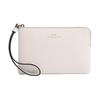 Corner Zip 16 Metal Logo Zip Closure Recycled Leather Wrist Bag Small Women's White