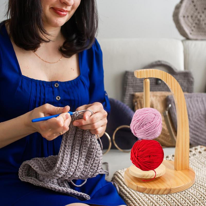 Dreh-Spinner Holz Garnhalter Spinn- Strickwerkzeuge Häkelhalter Drehbar Magnetische Garnspule Wollknäuel Aufwickler