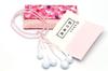 Made In Japan, Soka Gakkai Prayer Beads, New Member Gift, 3-piece Set for Women, Pink Rosary Case with Rabbit Motif, Rose Quartz.