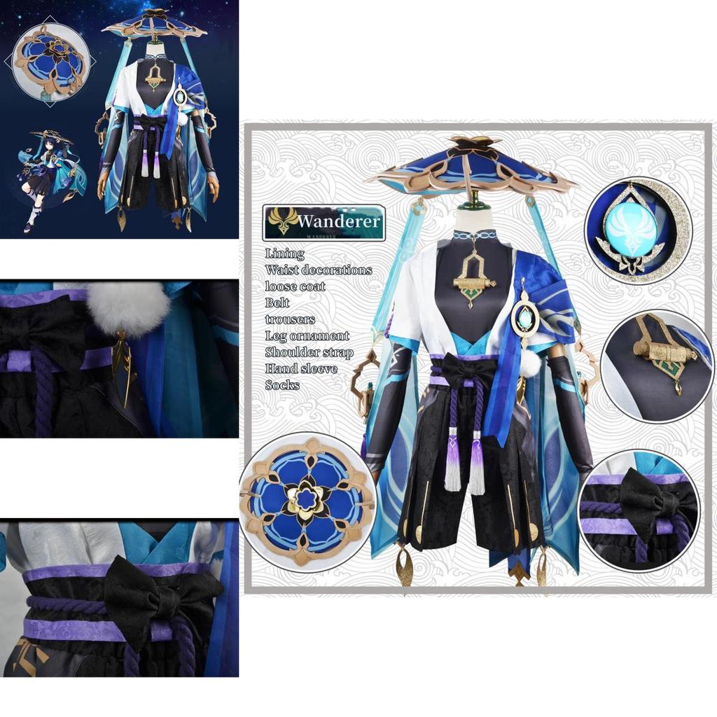Luxurious Genshin Impact Kunikuzushi-wanderer Balladeer Wanderer Scaramouch Cosplay Bamboo Hat Adult Dress
