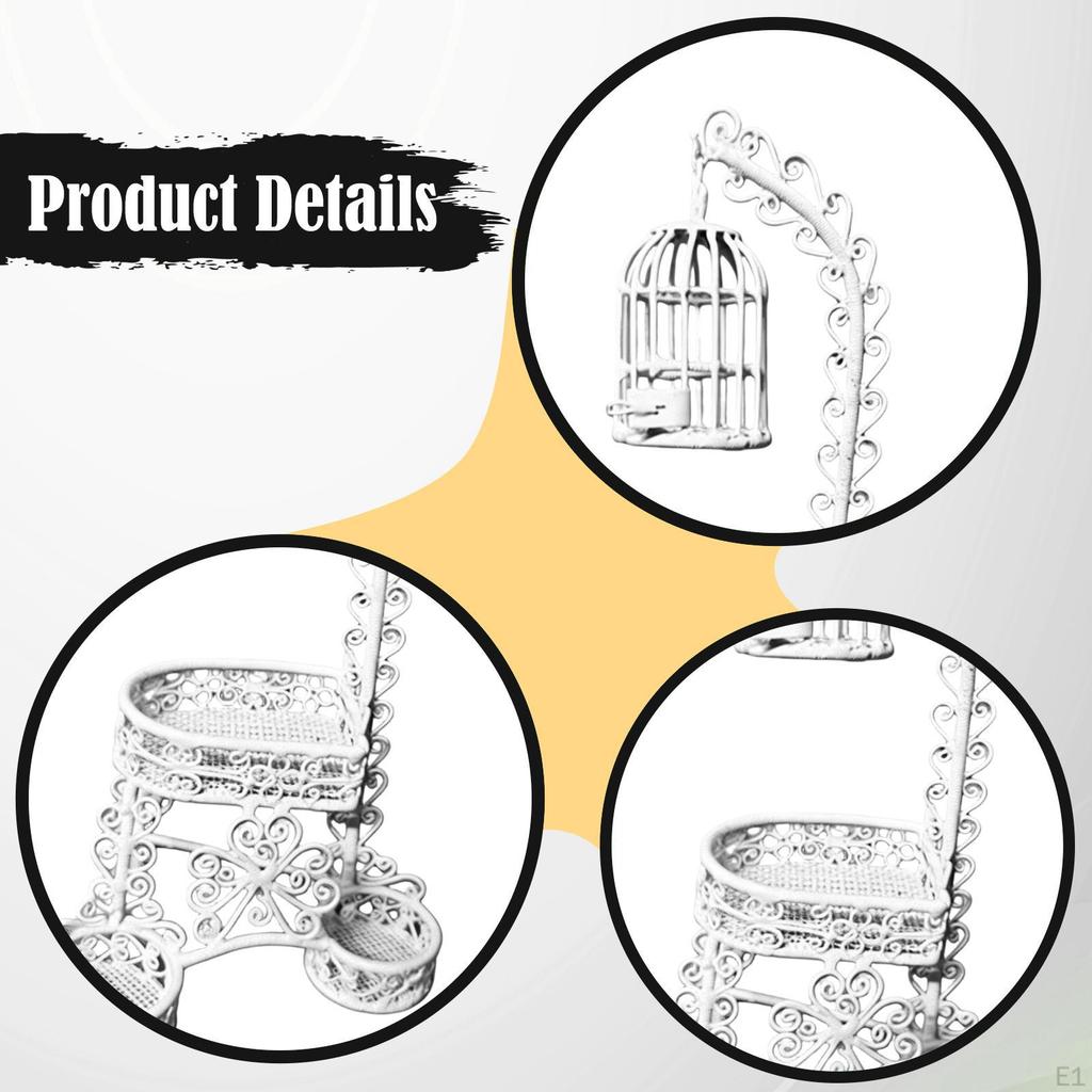 Dollhouse Birdcage Doll House Decoration Iron Art for DIY Projects Accessories Cage Floor