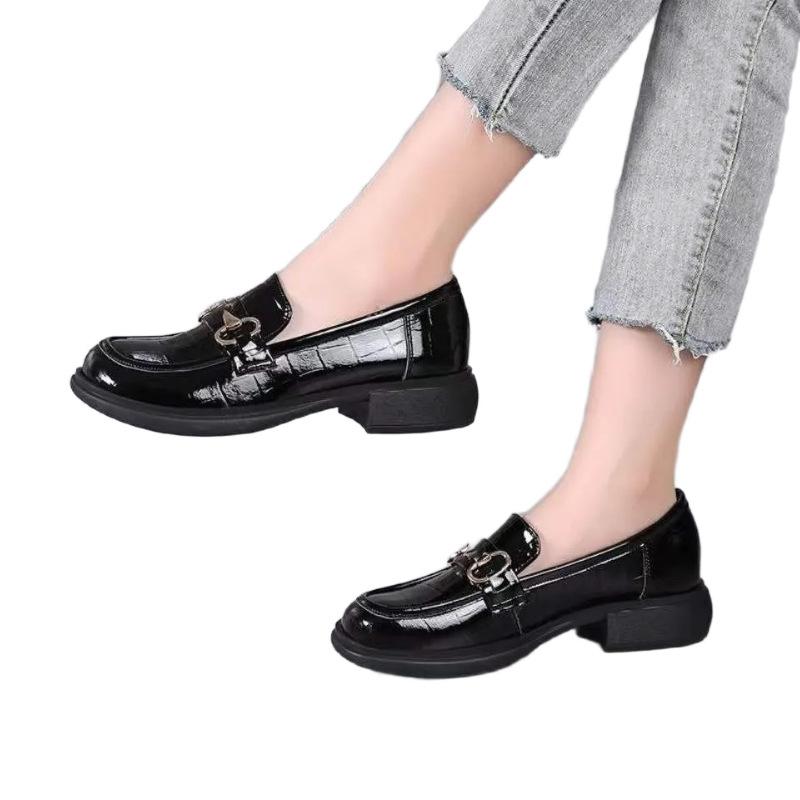 British Style Soft Leather Platform Loafers Women's 2025 Spring and Autumn Fashion Small Leather Shoes One Pedal Flat-soled Non-slip Women's Single 