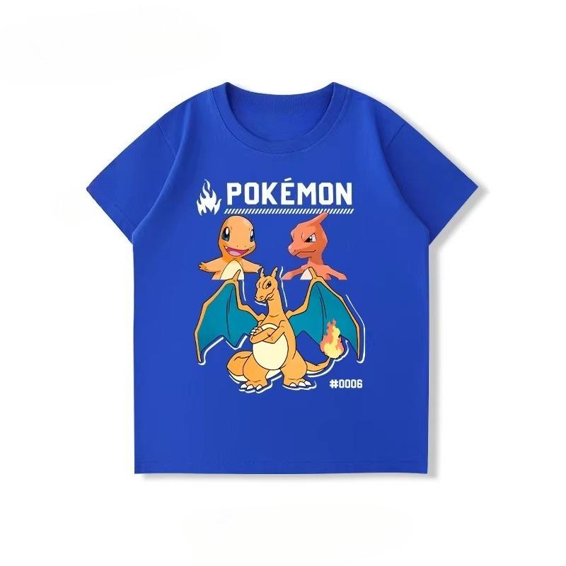 Potdemiel  New Summer Style Pure Cotton Childrens TShirts Pikachu Print Unisex Size Comfortable and Breathable