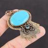 Arizona Turquoise Gemstone Pendant Swiss Blue Topaz Pendant Copper Pendant Handmade Dainty Pendant Unique Copper Design Jewelry Gift For Her