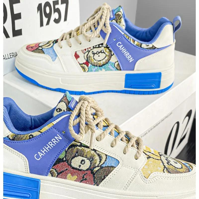 Men Shoes Fashion Baby Bear Vulcanized Shoes Platform Sneakers Designer Tennis Shoes Graffiti Spring Casual Shoes for Men