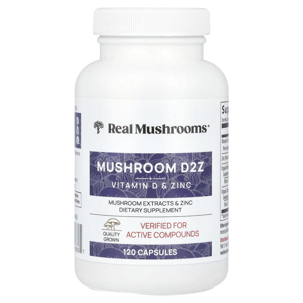 Mushroom D2Z, D2/Beta Glucan/Zinc, 120 Capsules
