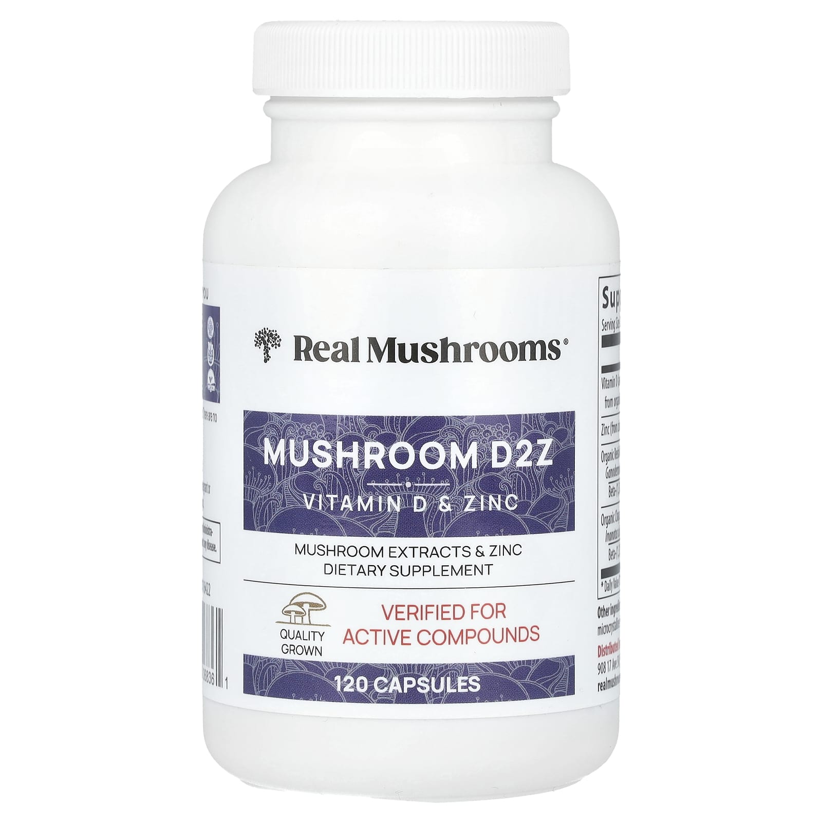

Mushroom D2Z, D2/Beta Glucan/Zinc, 120 Capsules