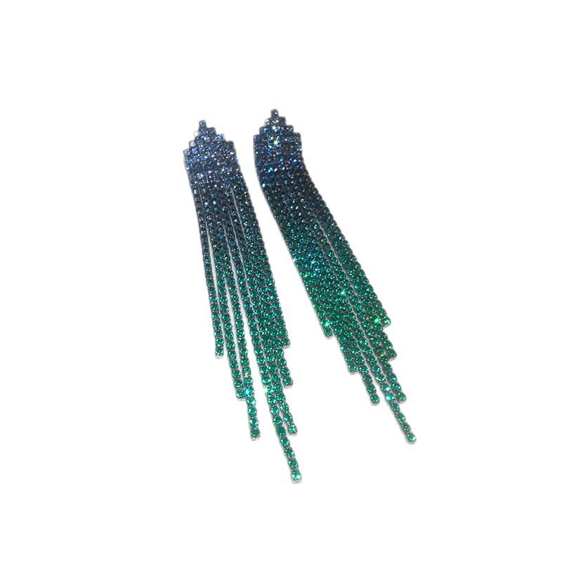 European Palace Rhinestone Feather Dangle Earrings - Elegant & Fashionable Geometric Jewelry