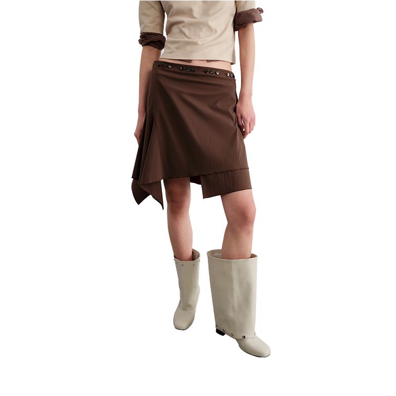 GREEN BELT City Wilderness Irregular Button-Decorated Short Skirt S