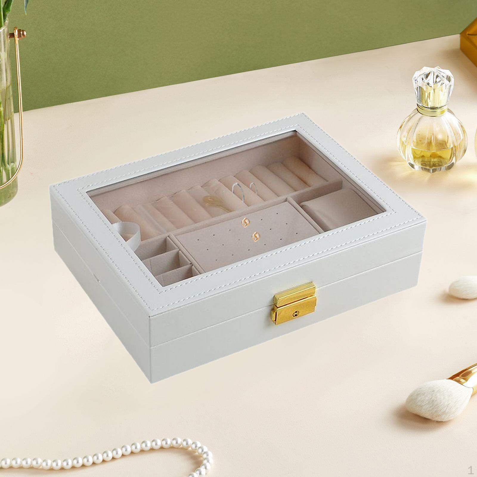 

Витрина для ювелирных изделий Органайзер 23x17x6 см для женщин Многофункциональный Экономия места PU кожа White