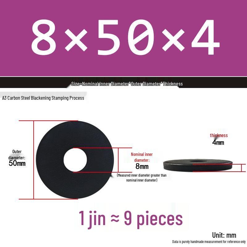 Thickened Black Flat Washer: Enhanced Round Metal Spacer for Home Use