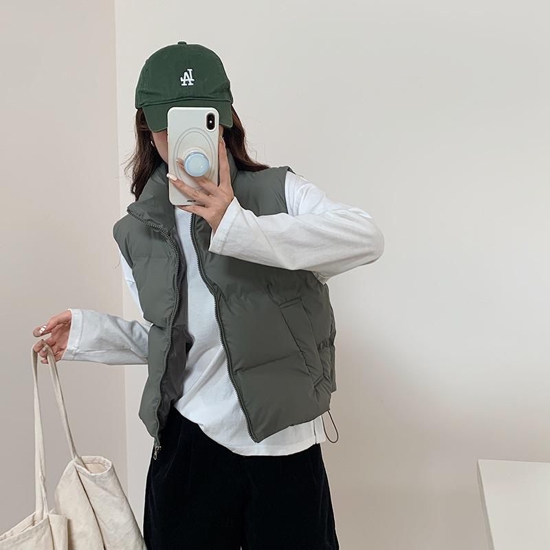 Cotton clothes, vest women's short loose casual stand-up collar thickened versatile vest student vest bread clothes