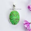 Handmade Green Copper Turquoise Pendant, 925 Sterling Silver, December Birthstone