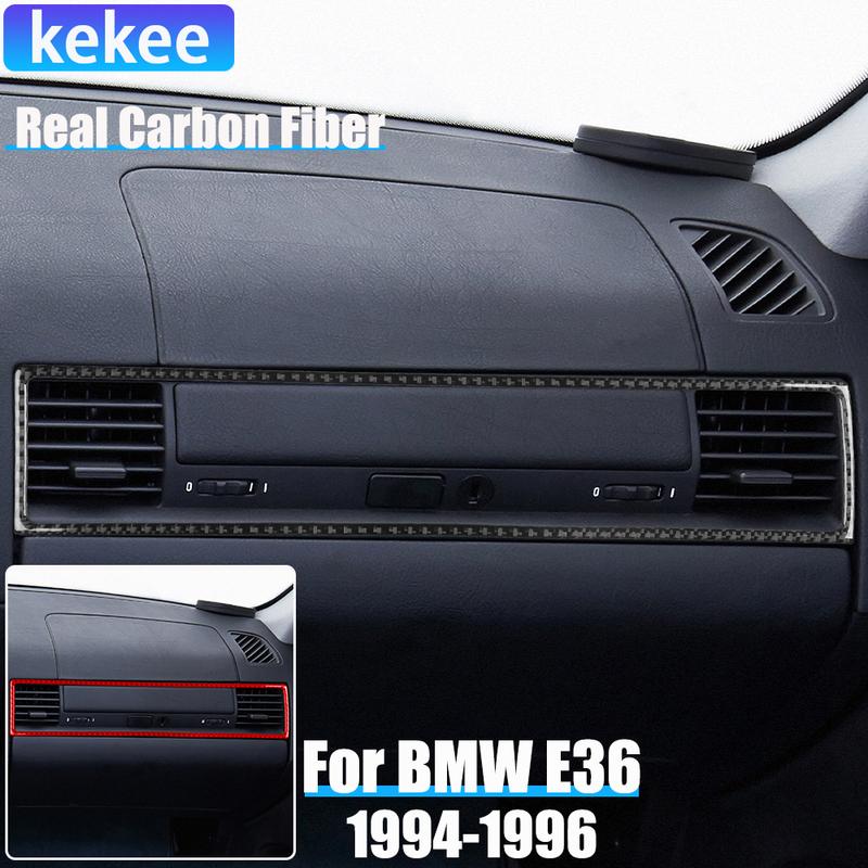 Real Carbon Fiber Car Accessories Passenger Dashboard Air Vent Trim Cover Soft Sticker For BMW E36 3 Series/M3 1994 1995 1996