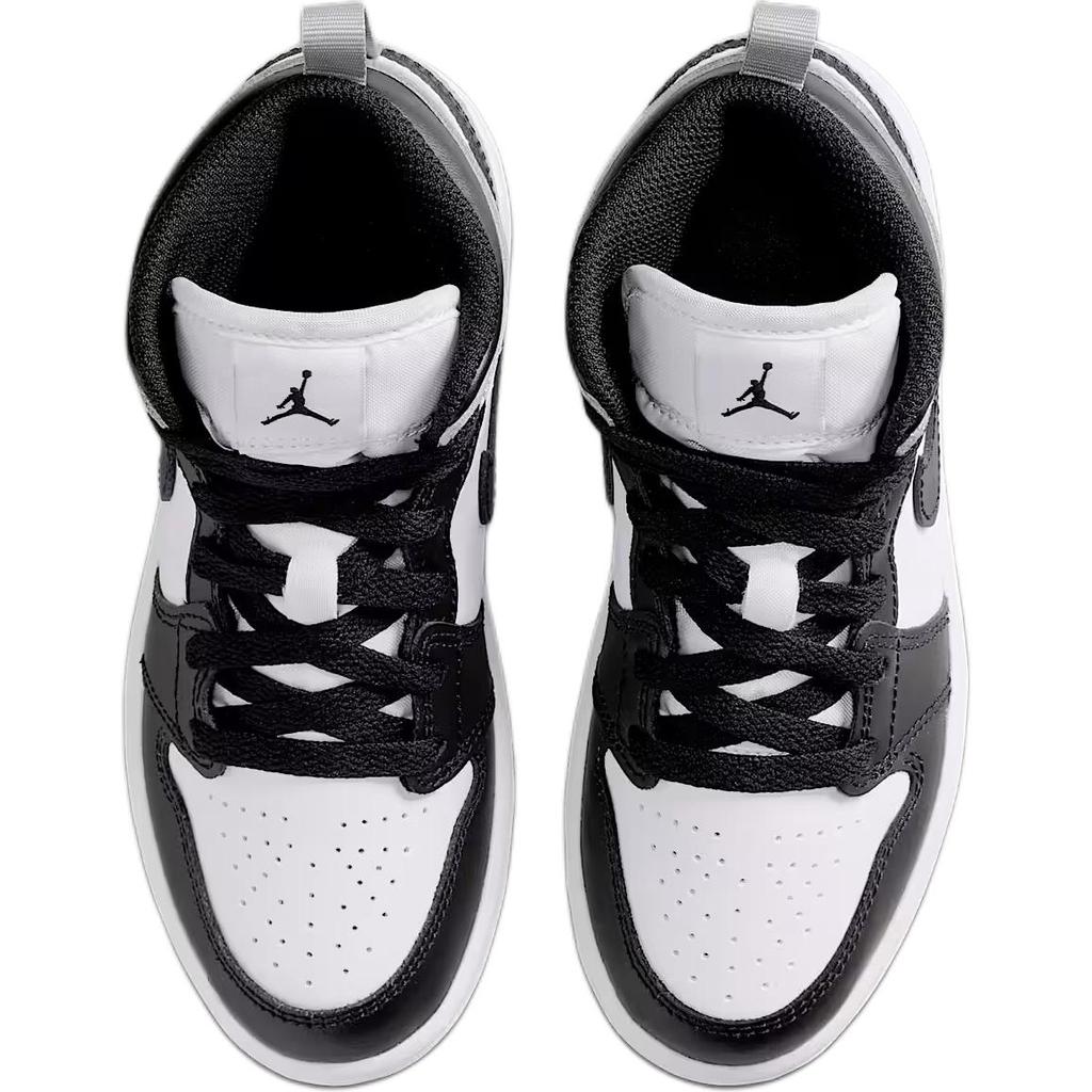 Air Jordan 1 Mid PS Barons Kids Sneakers White Light-Smoke-Grey Black DQ8424-101