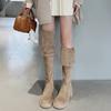 Over-knee Retro Two-wear Folded Thick-soled Western Boots Autumn and Winter New Leather Velvet Boots Thick-heeled Boots Knight Boots