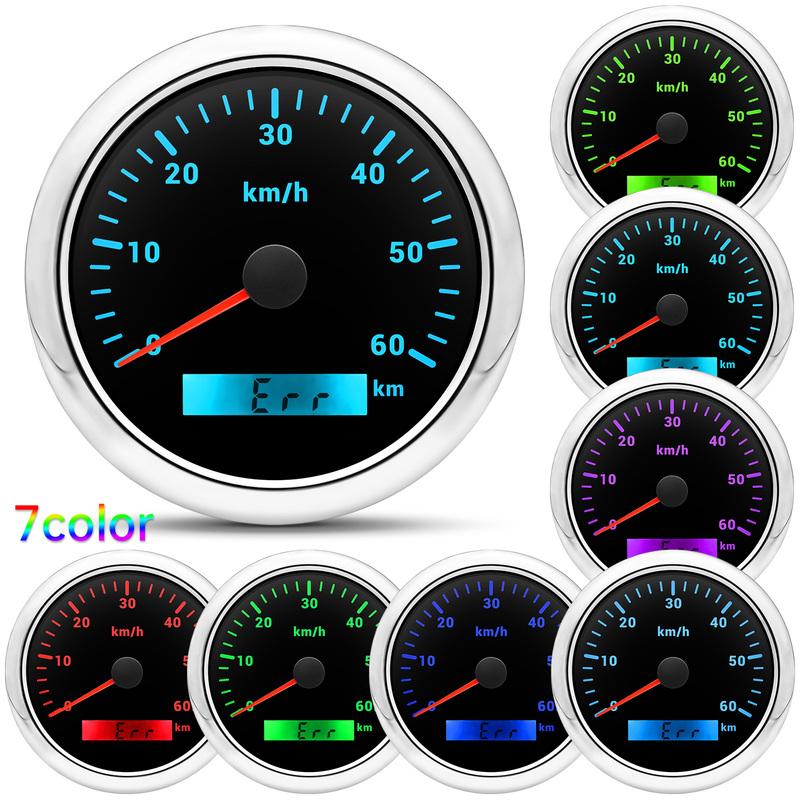 ZMFJH 30-200KMH Speedometer Auto Car 7 Color Backlight Analog Pulse Signal 85mm Speedometer Gauge with Holzer Sensor M16X1.5