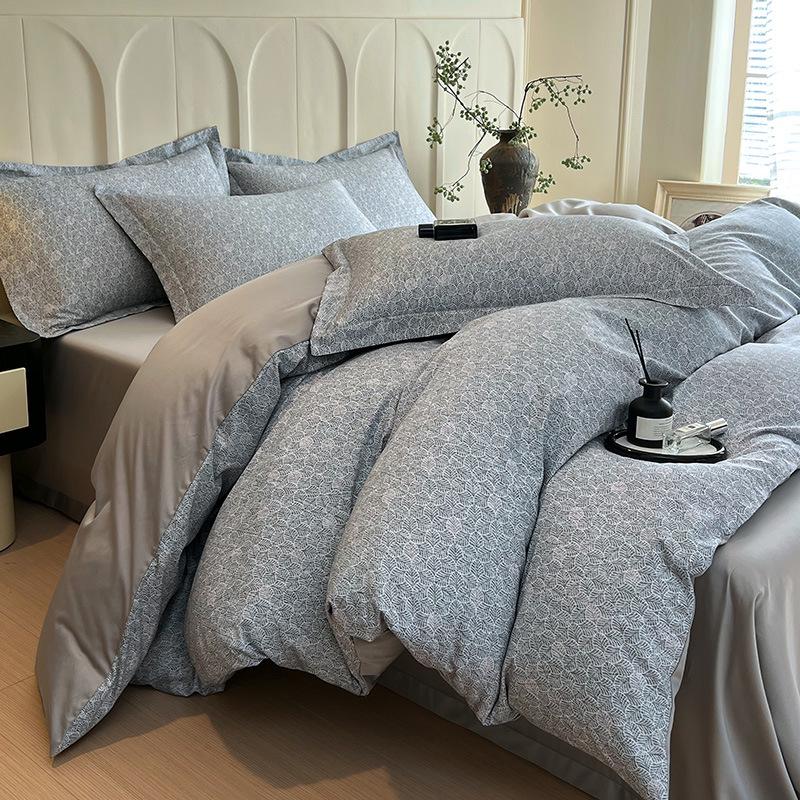 Pure Cotton Fresh Style Bedding Set: Modern Minimalist Duvet Cover, Sheet & Fitted Sheet for Spring/Summer