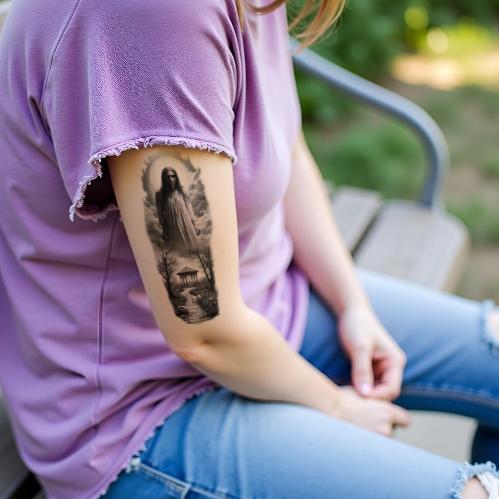 3pcs Temporary Tattoo Realistic Temporary Tattoos Hooded Figure Skull Art Tattoo Designs For Thighs Women Men