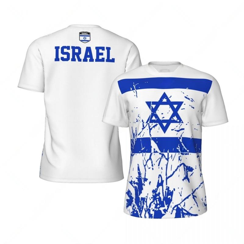 Israel Flag Pattern Men's Football T-shirt Summer Trend 3D National Emblem Printed Top Fashionable Casual Short Sleeved Clothing