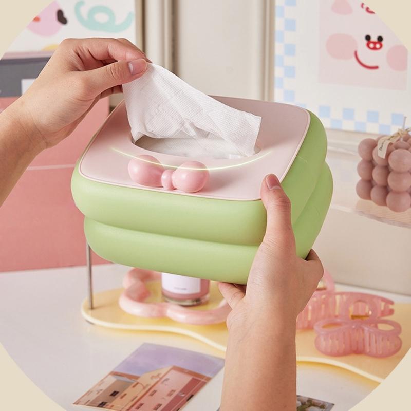 Einfaches Dopamin-Thema Taschentuchbox-Organizer Premium-Materialien Design Arbeitsplatten-Organizer für modernes Zuhause und Büro