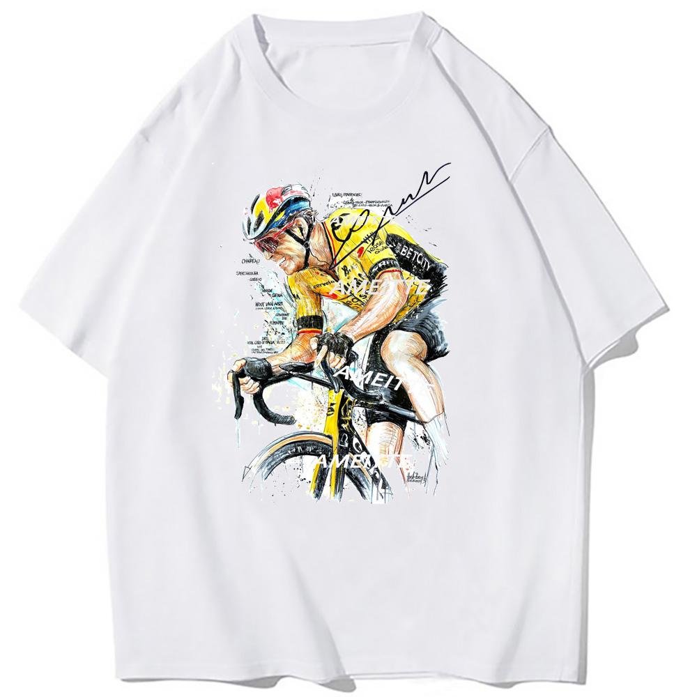 Wout Van Aert Ciclista Legendario 2026 Nuevo Campeón de Carrera en Carretera Camiseta de Bicicleta para Hombre Unisex Manga Corta Maillot de Bicicleta Tour De France Camisetas L white