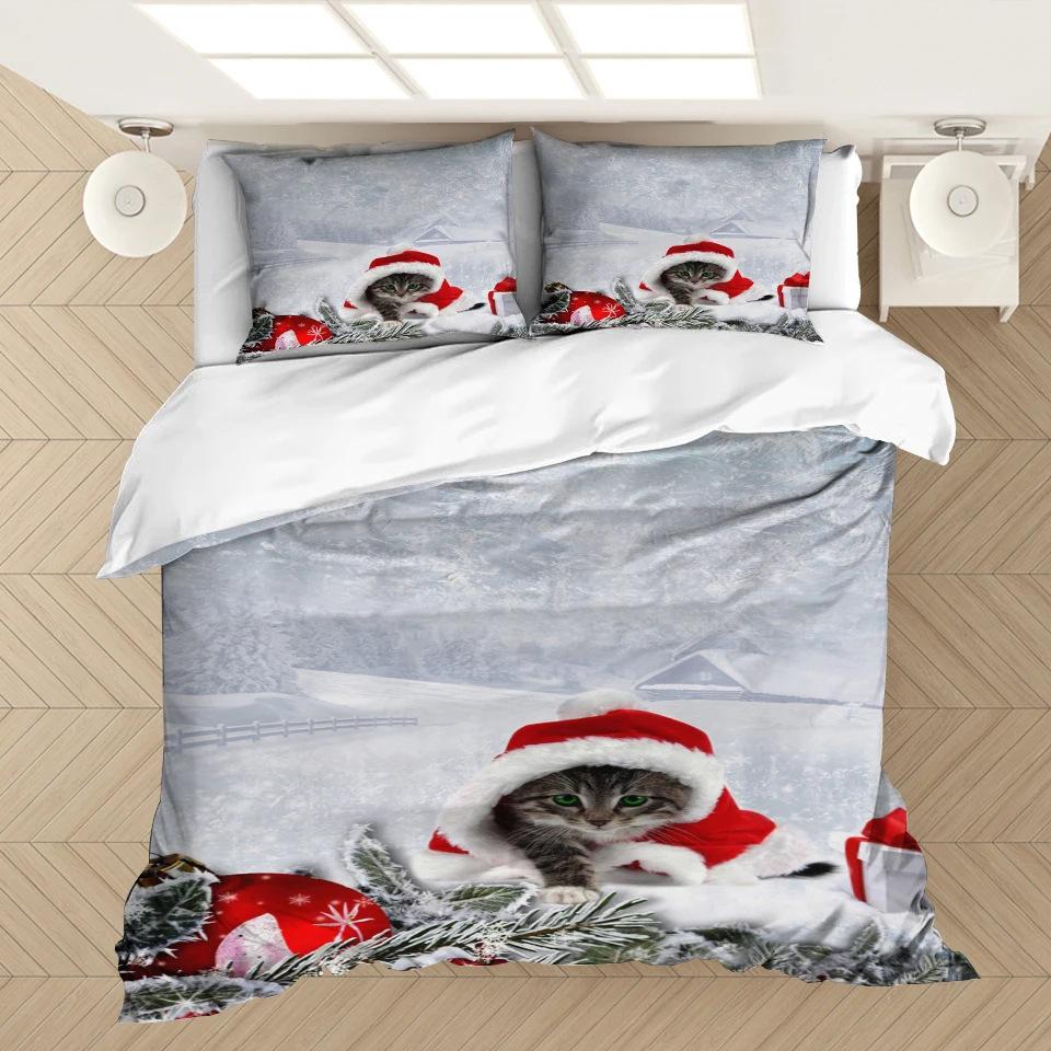 Weihnachts-Bettbezug Cartoon-Druck Bettwäsche-Set Mikrofaser Cartoon-Deckenbezug Mit Kissenbezügen Kindergeschenk
