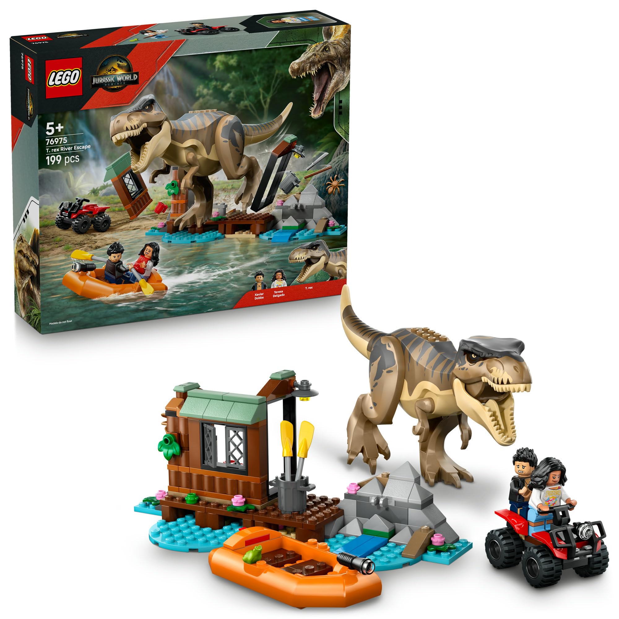 

Конструктор LEGO Мир Юрского периода Побег Тираннозавра из реки 76975 Строительные блоки Образовательная игрушка для мальчиков и девочек от 5 до 8 лет Битва Динозавров с Роботами