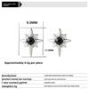 <Black and White> Titanium Steel Eight-Pointed Star Earrings Inlaid with Zircon Star Design High Street Style Earrings for Men and Women