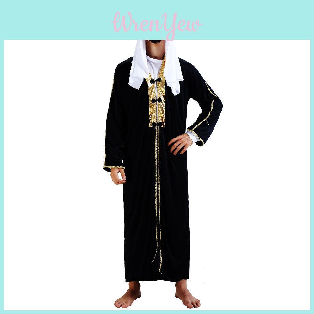 Elegant Arab Prince Costume For Men With Rich Black Polyester Fabric For Halloween Events