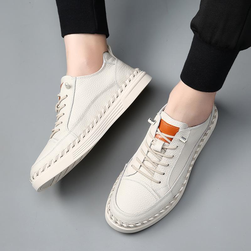 Mode 2024 Echte Leder Freizeitschuhe für Herren Flache Plateau Laufschuhe Outdoor Schuhe Slipper Atmungsaktive Sneaker zapatos hombr