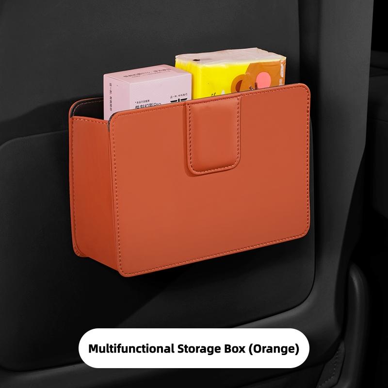 Leather Car Door Storage Box Multifunctional Car Trash Can Universal Foldable Sundries Bag Seat Back Garbage Bag Car Accessories