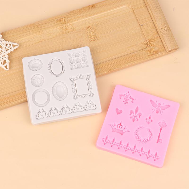 Dragonfly Crown Key Po Frame Shaped Silicone Mold Diy Lace Scroll Po Frame Silicone Candy Cake Border Decoration Mold