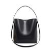 New leather fashion niche design handbag, cowhide large-capacity commuter shoulder bucket bag