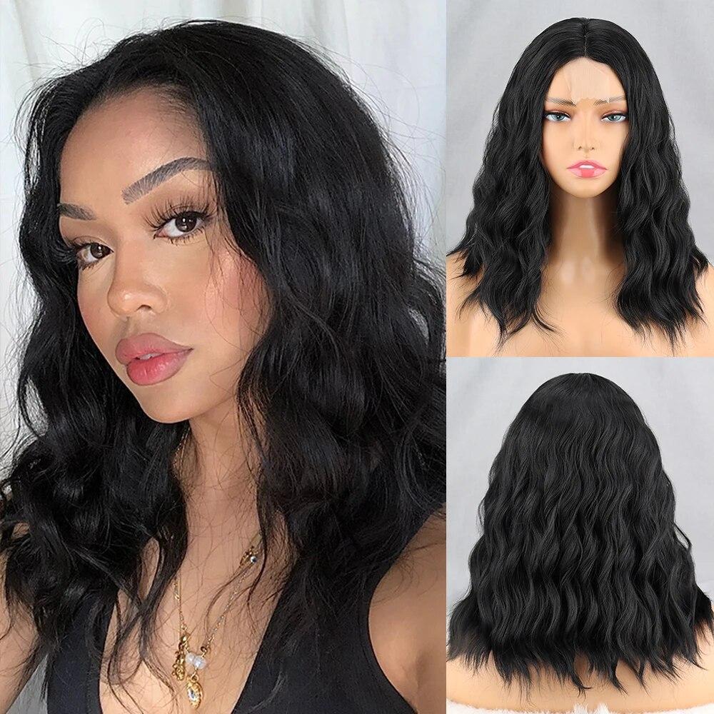 XINRAN Peruca curta bob marrom azul escuro sintética feminina franja azul escuro rosa preto peruca lolita festa cosplay uso diário cabelo natural