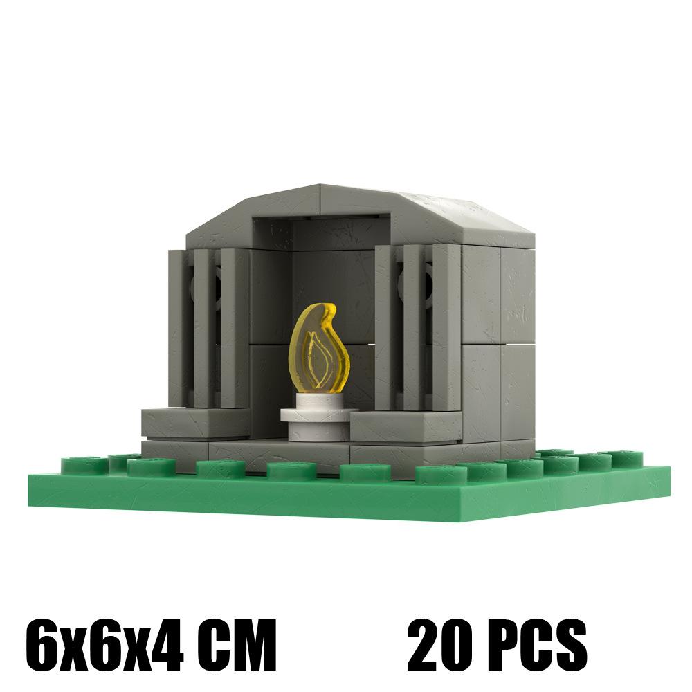 Hell'S Gate Small Particles Building Block Scene Fence Landscape Halloween Haunted House Modular Ornament