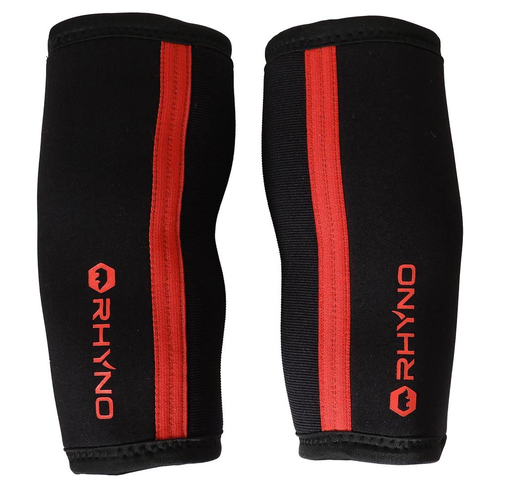 RHYNO Elbow Sleeves 7mm Elbow Support Neoprene for Both Elbows Pair Elbow Sleeves (M, Red)