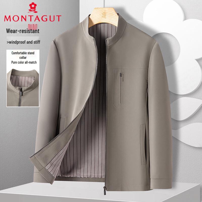 MONTAGUT Men's Easy-Care Stand Collar Casual Jacket