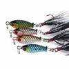 4pcs 3cm 5g 4 Color Fishing Bait Vib Tied Feathers Spoon Artificial Fishing Lure For Bass Big Eye